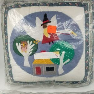 Vintage Mother Goose Yield House Quilted Patchwork Pillow Nursery Rhyme New